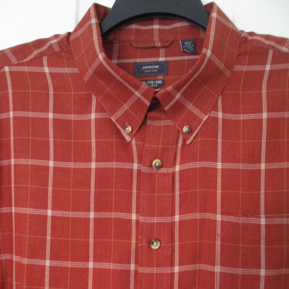 Arrow Mens L/S Brick Cotton Button Down Dress Shirt NWOT- Size 18.5/36-37 or XXL